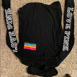VS PINK Black Campus Hoodie w/ rainbow pocket